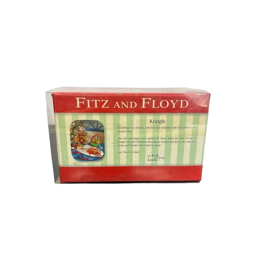 Fitz & Floyd Kringle Hand Painted Christmas‎ Ornaments Salt & Pepper Shakers NIB